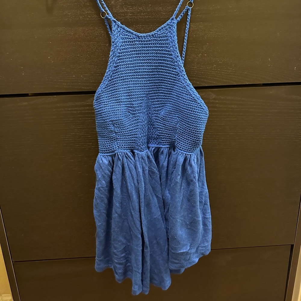 Free People Small Petite Blue Women’s Dress with Straps